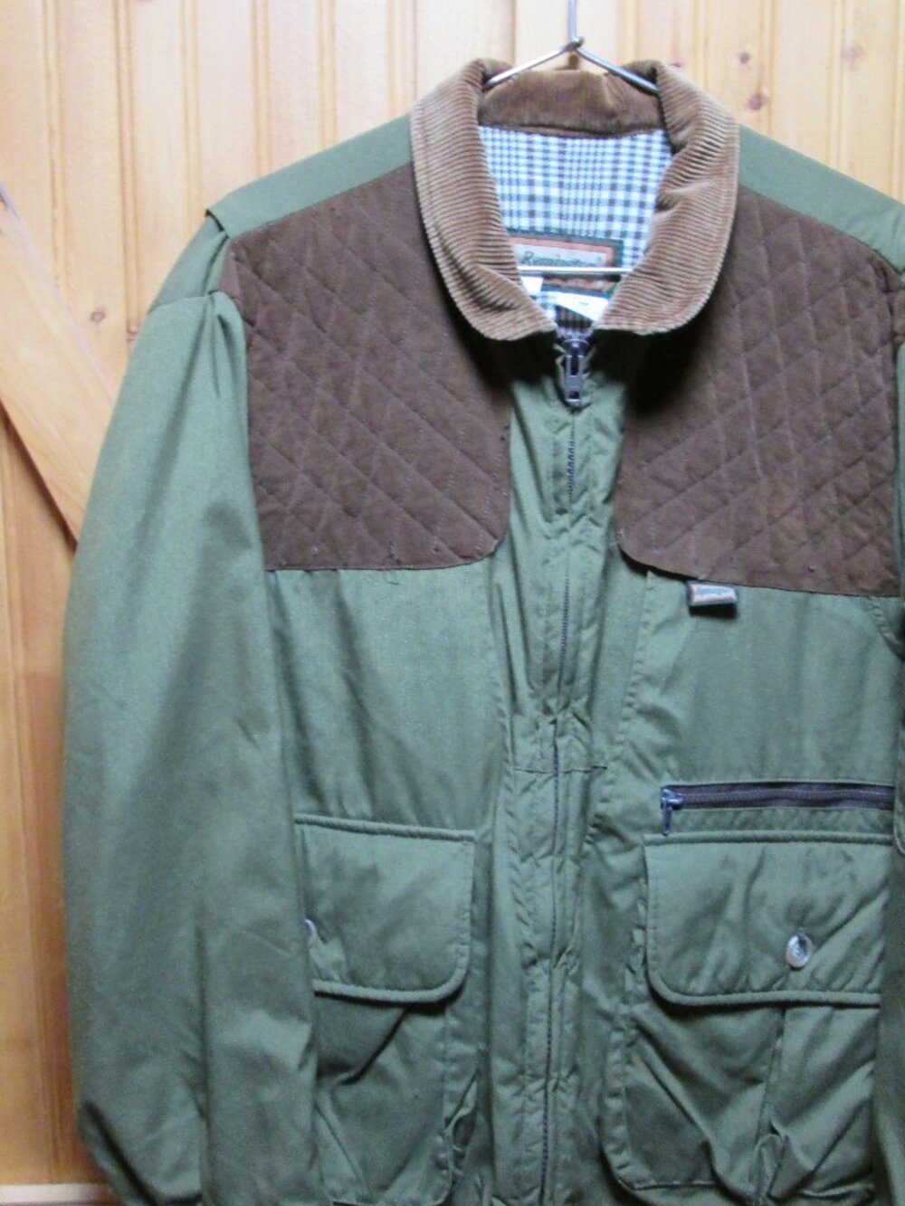 Mens xl Remington Shooting bird hunting jacket game bag back plaid blanket lined